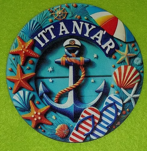 Nyomtatott ,fa alapú HDF(nem tömörfa)    Kicsi Kerek  Nyári ajtódísz közép    Itt a Nyár  felirattal 	1db	11,8cm 