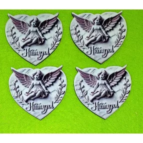   Nyomtatott Fa Kö angyal  szívben    Hiányzol felirattal 	4db/csomag	7x6,5cm 