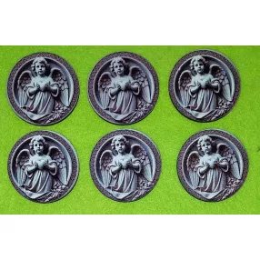 Nyomtatott Fa Kerek Kö angyal 	6db/csomag	5cm 