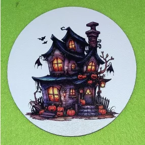 Nyomtatott Fa koszorú közép szellemházas 	1db	11,8x cm 