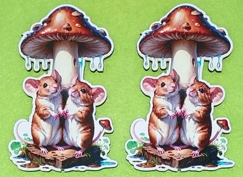 Nyomtatott Fa Egér pár gomba alatt 	1db	7x10 cm 