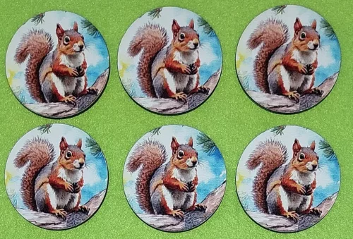 Nyomtatott Fa kör lap Mókus	6db/csomag	5 cm 