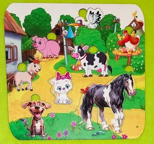 Nyomtatott ,fa alapú HDF(nem tömörfa)    alapú HDF(nemtömörfa)  alapú HDF lemez (nem tömör fa) Baba Matató falra szerelhető  Farm  szett	