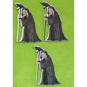   Nyomtatott Fa Álló boszorkány varjúval 	3db/csomag	6,5x9cm 