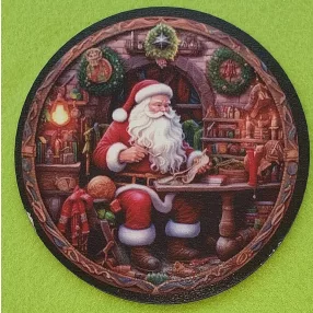   Nyomtatott Fa koszorú közép Télapó kívánság listával 	1db	11,8 cm 