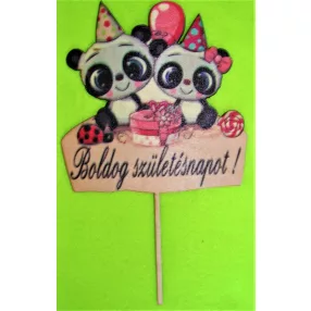   Nyomtatott ,fa alapú HDF(nem tömörfa)    Panda macis Boldog születésnapot	1db	 13x21 cm 