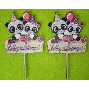   Nyomtatott ,fa alapú HDF(nem tömörfa)    Kicsi Panda macis Boldog születésnapot	2db/csomag	 8x13 cm 	