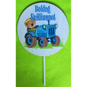   Nyomtatott ,fa alapú HDF(nem tömörfa)    Maci traktorral Boldog születésnapot	1db	 13x21cm 