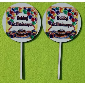   Nyomtatott ,fa alapú HDF(nem tömörfa)    Lufis és tortás    Boldog születésnapot	2db/csomag	8x16cm 