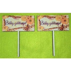   Nyomtatott ,fa alapú HDF(nem tömörfa)      Beszúrós téglalap sárga gerberás    Boldog születésnapot	2db/ csomag 	13x10cm 